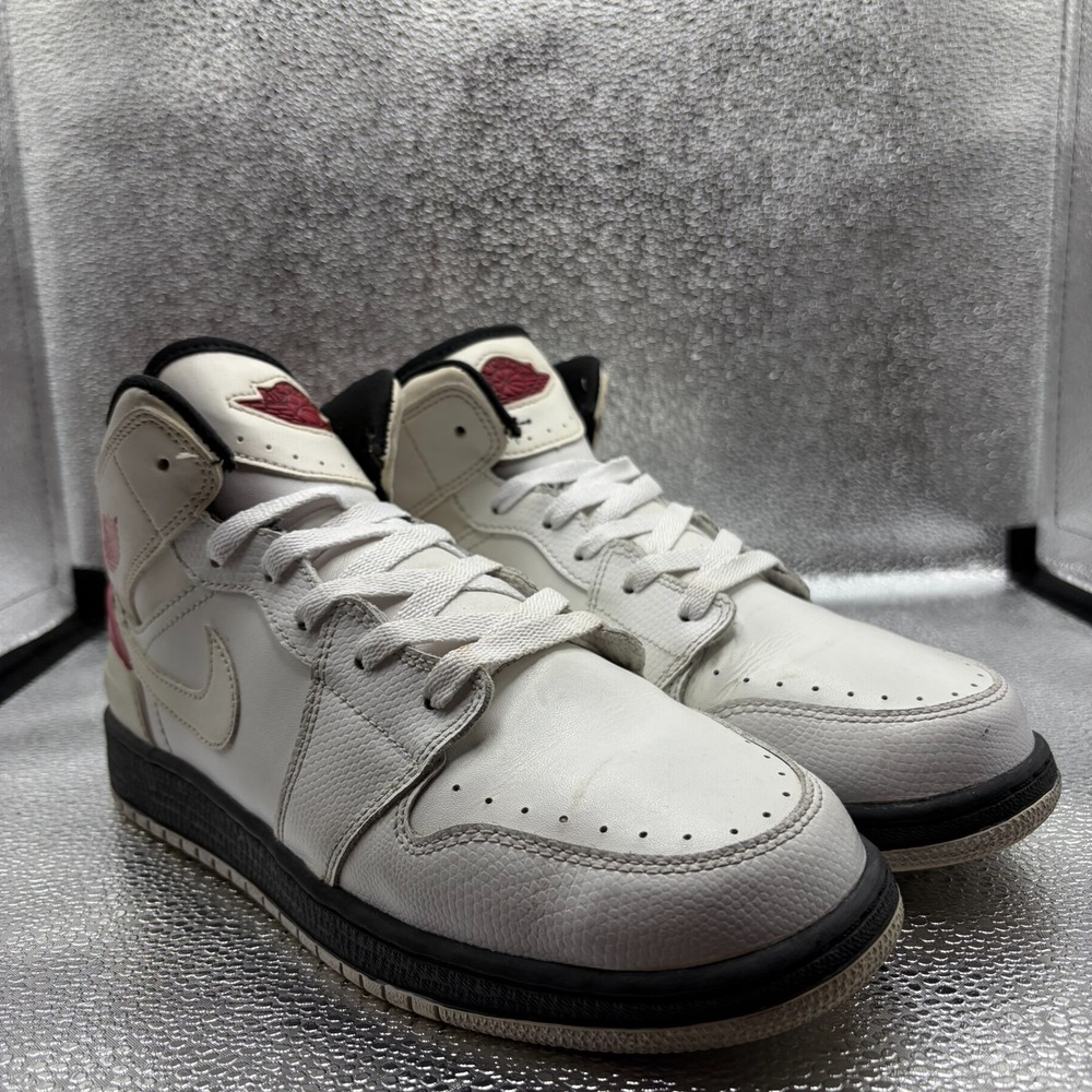 Size 7Y Jordan 1 Retro 86 White Gym Red Kids Lace-Up Basketball Shoes 644494-101